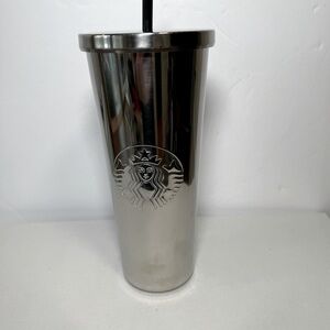 Starbucks Tumbler Chrome Mirror Stainless Steel Metal Cold Cup Rare 24 Ounce